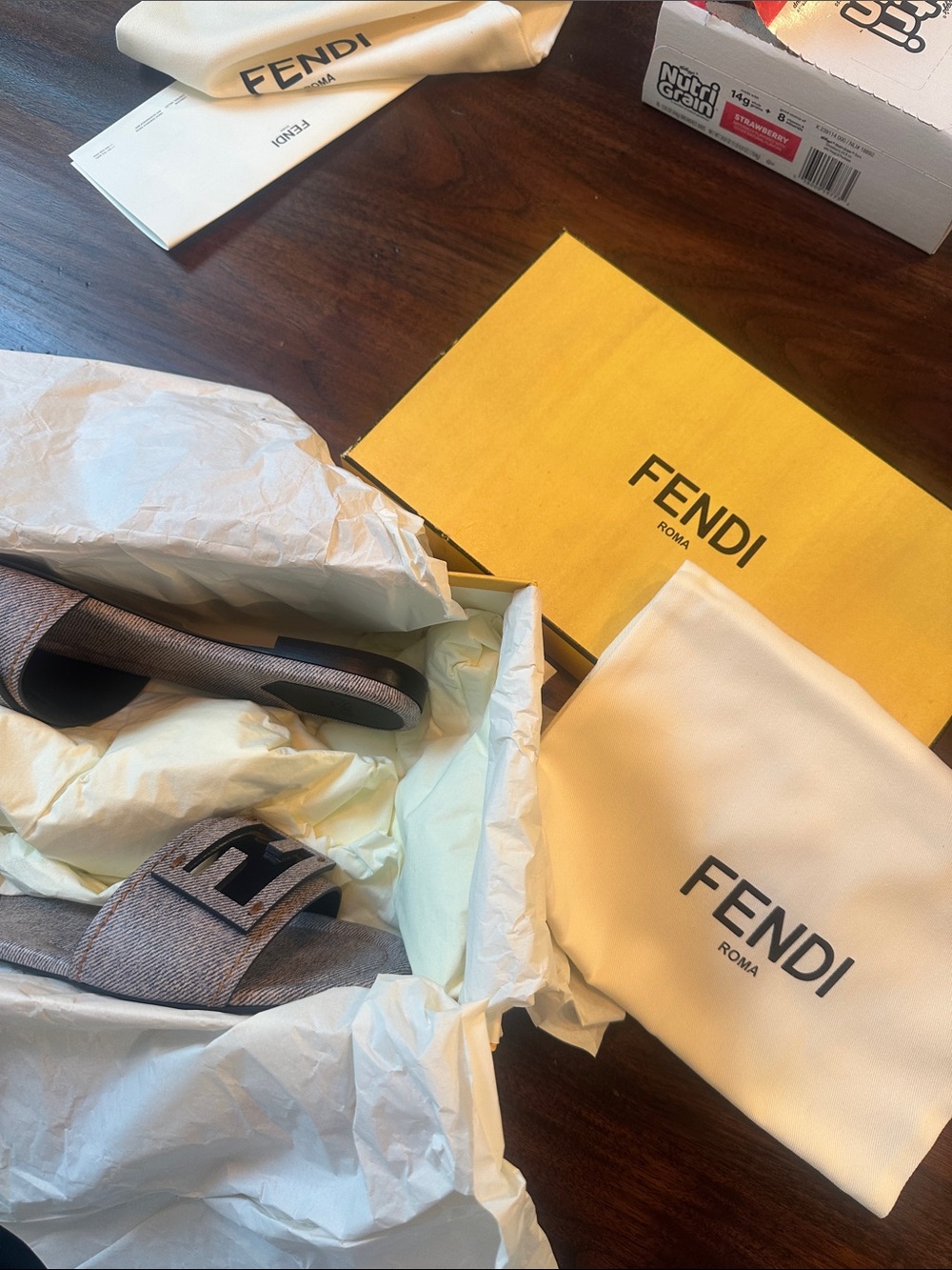 NWT Fendi Women’s Denim Slide Sandals
